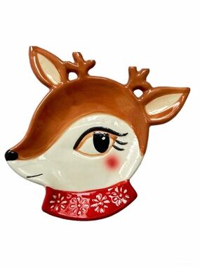 Cracker Barrel Reindeer Stoneware Ceramic Plate Dish Holiday Exclusive